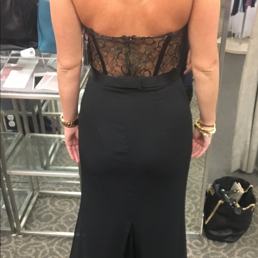 Black and illusion bridesmaid dress